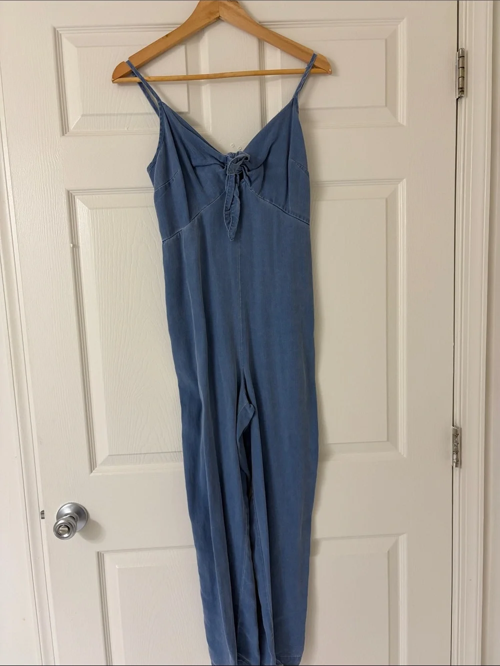 Old Navy Light Blue Tie-Front Spaghetti Strap Jumpsuit